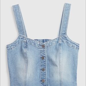 Women's Light Blue Denim Button-Front Top